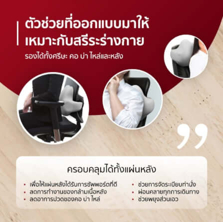 หมอนรองหลัง Fennix รุ่น shape Car Pillow สีเทา_4
